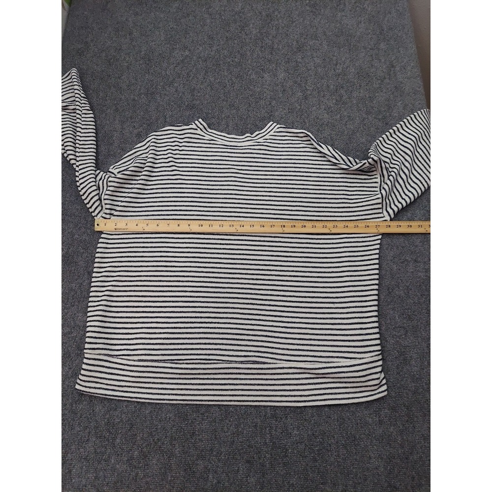 Aerie Sweater Women XL Blue White Striped Boxy Long Sleeve Rounded Neck Oversize - Picture 7 of 9